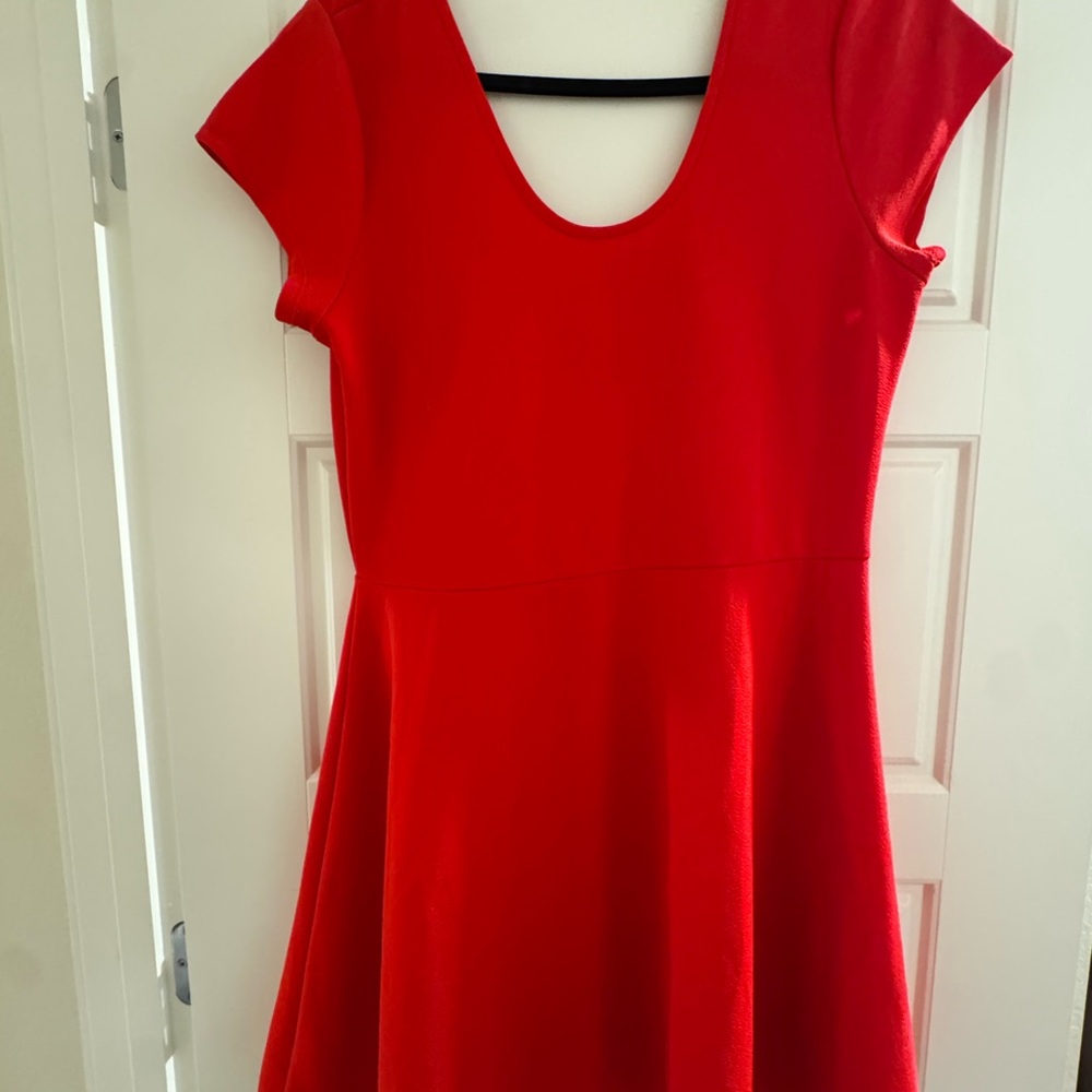 Planet Gold Red A-Line Mini Dress with Flutter Sleeves